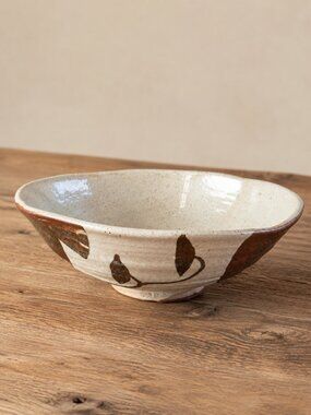 Vintage Japanese Handmade Ceramic Studio Pottery Bowl 8.25" Unmarked